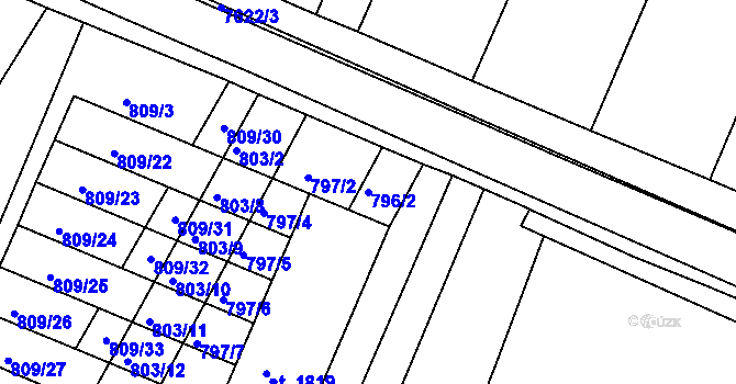 Parcela st. 796/2 v KÚ Telč, Katastrální mapa