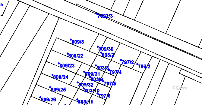 Parcela st. 803/2 v KÚ Telč, Katastrální mapa