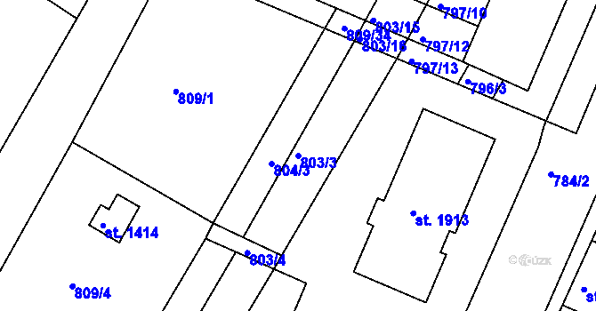 Parcela st. 803/3 v KÚ Telč, Katastrální mapa