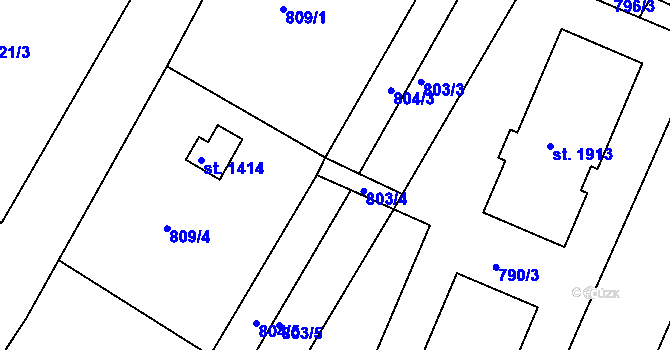Parcela st. 804/4 v KÚ Telč, Katastrální mapa
