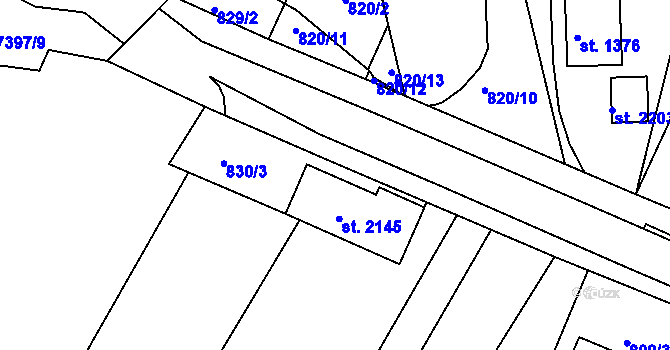 Parcela st. 821/2 v KÚ Telč, Katastrální mapa