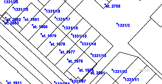 Parcela st. 1331/14 v KÚ Telč, Katastrální mapa