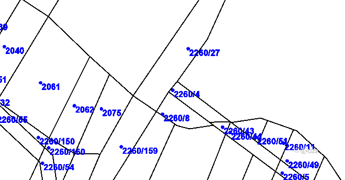 Parcela st. 2260/4 v KÚ Telč, Katastrální mapa