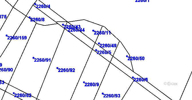 Parcela st. 2260/5 v KÚ Telč, Katastrální mapa
