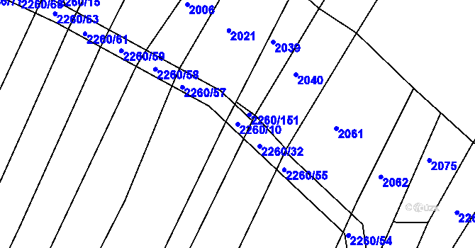 Parcela st. 2260/10 v KÚ Telč, Katastrální mapa