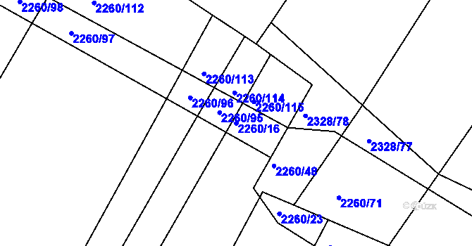 Parcela st. 2260/16 v KÚ Telč, Katastrální mapa