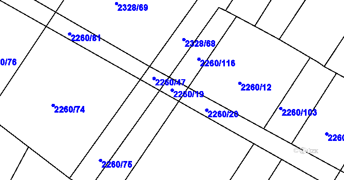 Parcela st. 2260/19 v KÚ Telč, Katastrální mapa