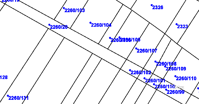 Parcela st. 2260/21 v KÚ Telč, Katastrální mapa