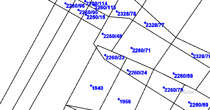 Parcela st. 2260/23 v KÚ Telč, Katastrální mapa