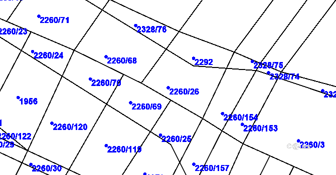 Parcela st. 2260/26 v KÚ Telč, Katastrální mapa