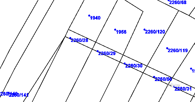 Parcela st. 2260/29 v KÚ Telč, Katastrální mapa