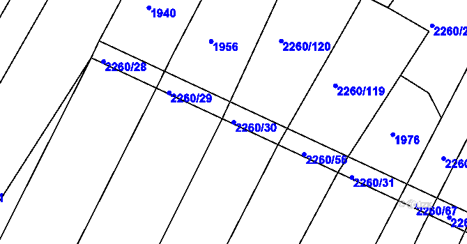 Parcela st. 2260/30 v KÚ Telč, Katastrální mapa