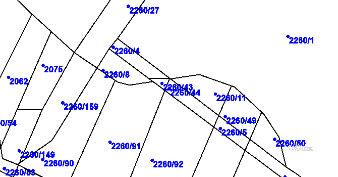 Parcela st. 2260/44 v KÚ Telč, Katastrální mapa