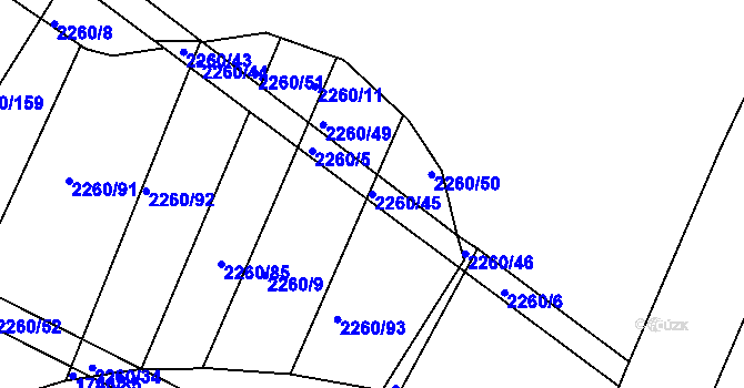 Parcela st. 2260/45 v KÚ Telč, Katastrální mapa