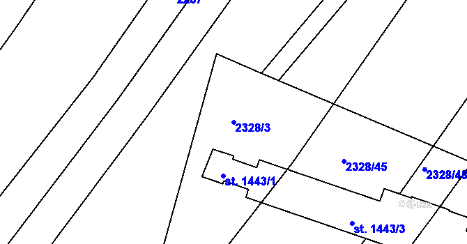 Parcela st. 2328/3 v KÚ Telč, Katastrální mapa