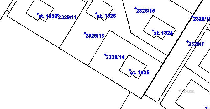 Parcela st. 2328/14 v KÚ Telč, Katastrální mapa