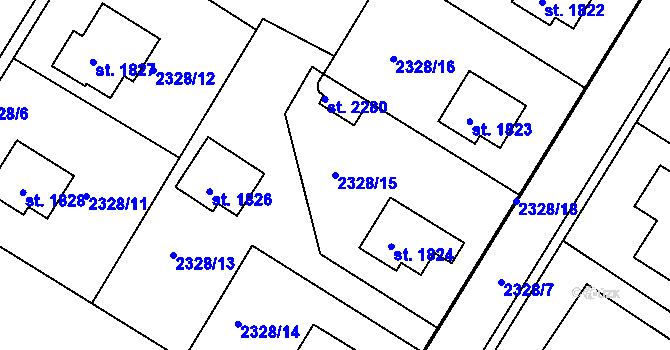 Parcela st. 2328/15 v KÚ Telč, Katastrální mapa