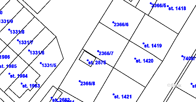 Parcela st. 2366/7 v KÚ Telč, Katastrální mapa