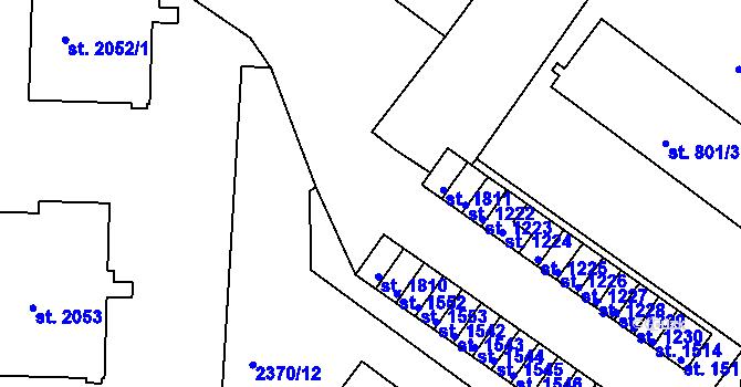 Parcela st. 2370/7 v KÚ Telč, Katastrální mapa