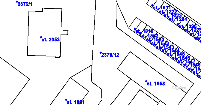 Parcela st. 2370/12 v KÚ Telč, Katastrální mapa