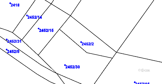 Parcela st. 2452/2 v KÚ Telč, Katastrální mapa