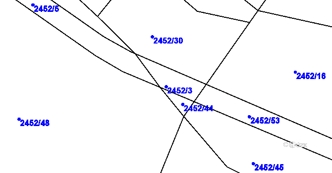 Parcela st. 2452/3 v KÚ Telč, Katastrální mapa