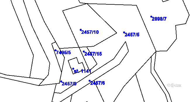 Parcela st. 2457/2 v KÚ Telč, Katastrální mapa