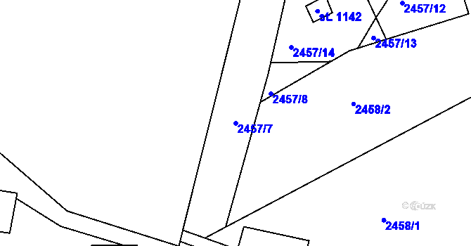 Parcela st. 2457/7 v KÚ Telč, Katastrální mapa