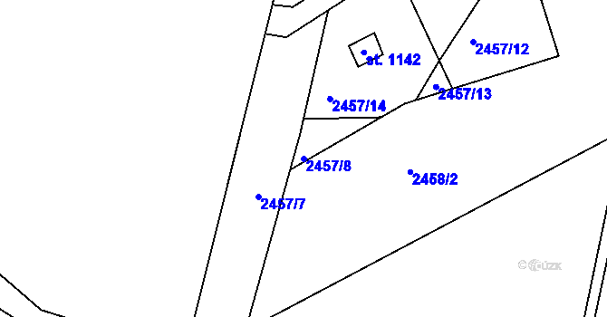 Parcela st. 2457/8 v KÚ Telč, Katastrální mapa
