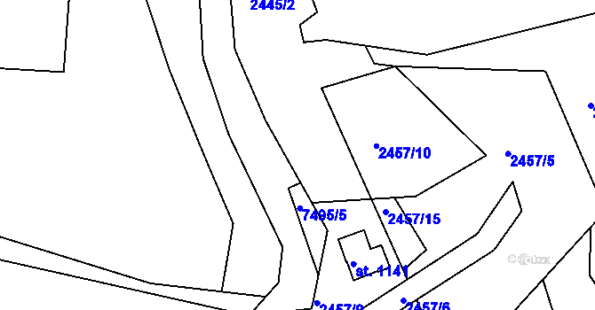 Parcela st. 2457/11 v KÚ Telč, Katastrální mapa