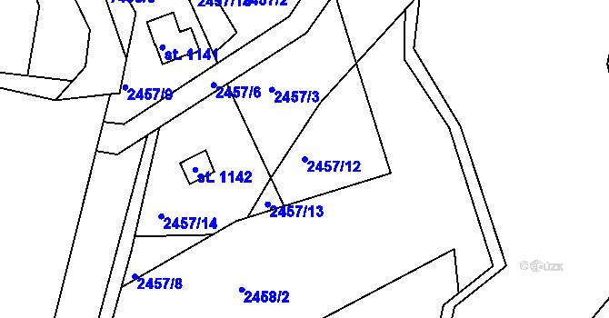 Parcela st. 2457/12 v KÚ Telč, Katastrální mapa