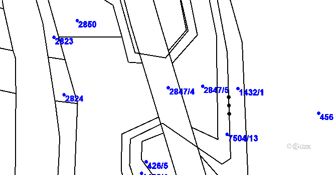 Parcela st. 2847/4 v KÚ Telč, Katastrální mapa