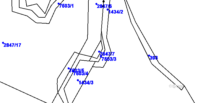 Parcela st. 2847/7 v KÚ Telč, Katastrální mapa