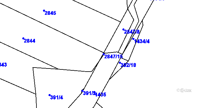 Parcela st. 2847/15 v KÚ Telč, Katastrální mapa