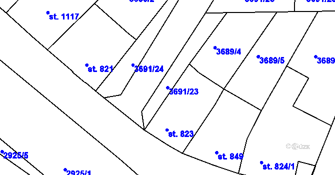 Parcela st. 3691/23 v KÚ Telč, Katastrální mapa