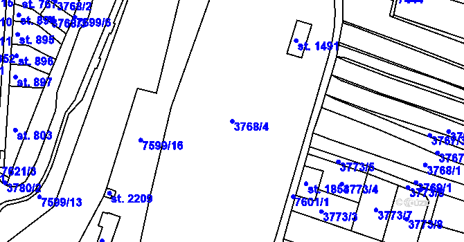Parcela st. 3768/4 v KÚ Telč, Katastrální mapa
