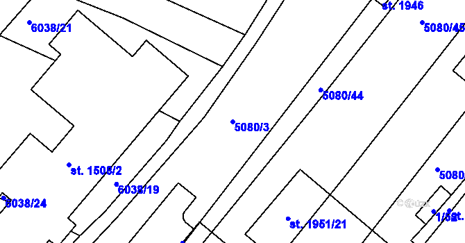 Parcela st. 5080/3 v KÚ Telč, Katastrální mapa