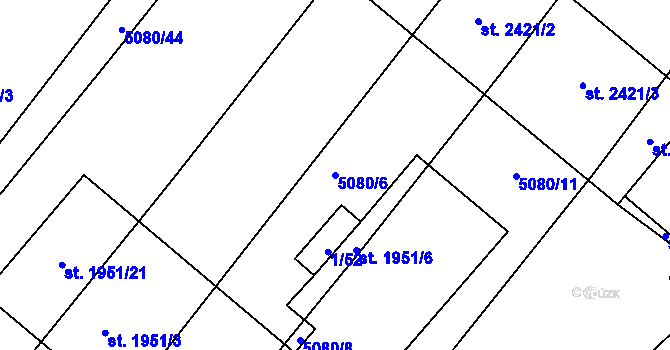 Parcela st. 5080/6 v KÚ Telč, Katastrální mapa