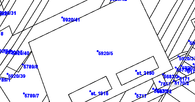 Parcela st. 5920/5 v KÚ Telč, Katastrální mapa