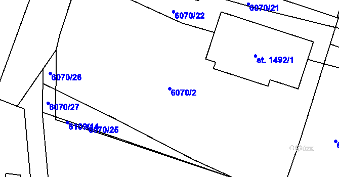 Parcela st. 6070/2 v KÚ Telč, Katastrální mapa