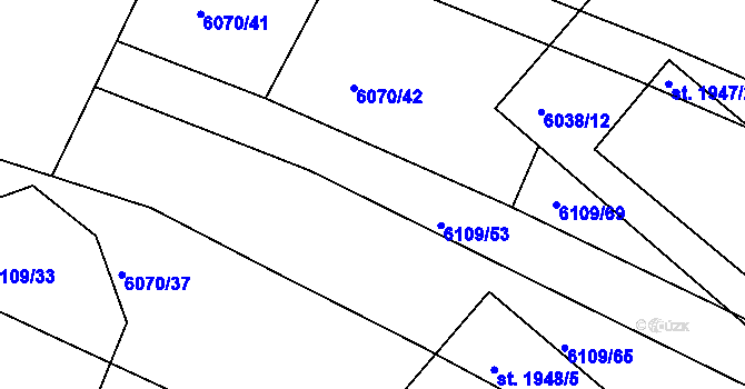 Parcela st. 6070/4 v KÚ Telč, Katastrální mapa