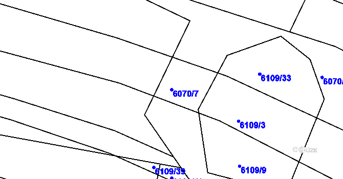 Parcela st. 6070/7 v KÚ Telč, Katastrální mapa