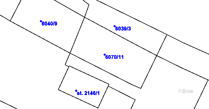 Parcela st. 6070/11 v KÚ Telč, Katastrální mapa