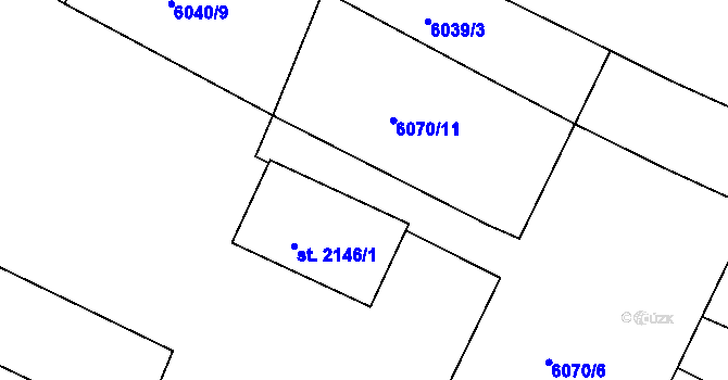 Parcela st. 6070/17 v KÚ Telč, Katastrální mapa