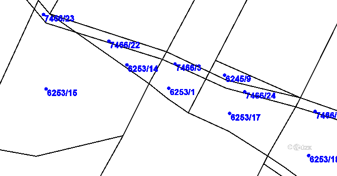 Parcela st. 6253/1 v KÚ Telč, Katastrální mapa