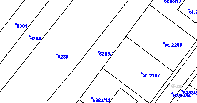 Parcela st. 6283/1 v KÚ Telč, Katastrální mapa
