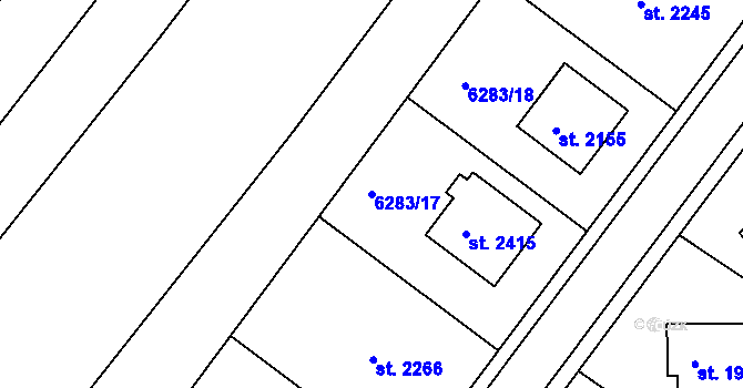 Parcela st. 6283/17 v KÚ Telč, Katastrální mapa