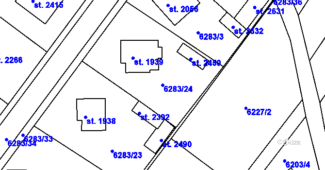 Parcela st. 6283/24 v KÚ Telč, Katastrální mapa