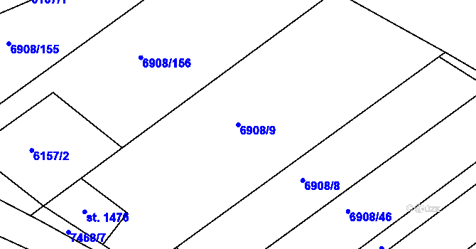Parcela st. 6908/9 v KÚ Telč, Katastrální mapa