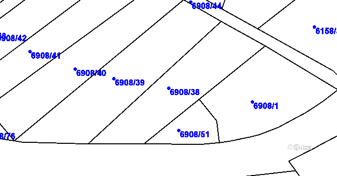 Parcela st. 6908/38 v KÚ Telč, Katastrální mapa